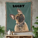 Personalized Pet Photo Multicolor Tassel Soft Throw Blanket with Name Daily Use Birthday Gift for Dog Cat Owners Lovers