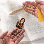 Personalisierte niedliche Cartoon Lesen Charakter Acryl Quaste Lesezeichen mit Namen und Text Geburtstag Graduierung Geschenk für Buchliebhaber Freunde