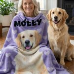Personalized Pet Photo Multicolor Tassel Soft Throw Blanket with Name Daily Use Birthday Gift for Dog Cat Owners Lovers