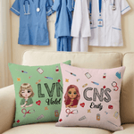Personalised Cartoon Doctor Nurse Character Soft Cushion Cover with Name Nurse Week Thanking Birthday Gift for Medical Staff