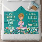 Henkilökohtainen sarjakuva Jooga Meditaatio merkki Flower Butterfly pehmeä hupullinen peitto nimi Jooga harjoitus syntymäpäivälahja Joogan ystäville