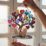 Personalised Stained Glass Effect Heart Tree Acrylic Ornament with Couple Names Home Decor Memorial Day Birthday Gift for Couple