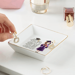 Personalized Cartoon Character Square Round Ceramic Jewelry Dish with Name Year and School Daily Use Graduation Gift for Graduates Friends