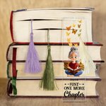 Personalisierte niedliche Cartoon Lesen Charakter Acryl Quaste Lesezeichen mit Namen und Text Geburtstag Graduierung Geschenk für Buchliebhaber Freunde