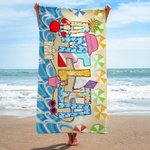 Personalizzato carino stile estivo nome asciugatura rapida oversize Microfiber Beach Towel Beach Party Holiday Gift for Kids Friends