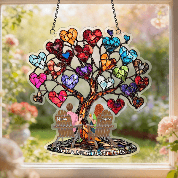 Ornement d'arbre en verre personnalisé avec noms de couples Décoration de la maison Memorial Day Birthday Gift for Couple