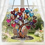 Personalised Stained Glass Effect Heart Tree Acrylic Ornament with Couple Names Home Decor Memorial Day Birthday Gift for Couple