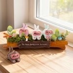 Personalised Cute Family Bunny Tree Stump Figurines with 2-8 Names and Text Home Decor Holiday Christmas Gift for Family Grandmother Grandfather