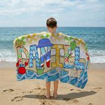 Personalizzato carino stile estivo nome asciugatura rapida oversize Microfiber Beach Towel Beach Party Holiday Gift for Kids Friends