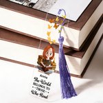 Personalisierte niedliche Cartoon Lesen Charakter Acryl Quaste Lesezeichen mit Namen und Text Geburtstag Graduierung Geschenk für Buchliebhaber Freunde