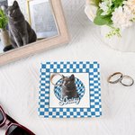Henkilökohtainen öljymaalaus Style Pet Photo Checkered Square Keraaminen korut lautasen nimi Pet Memorial Day lahja lemmikkieläinten omistajille ystäville