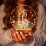 Gepersonaliseerd Bloem Vlinders Foto LED Acryl Nacht Licht Bureau Decor Verjaardag Verjaardag Cadeau voor Besties Zussen