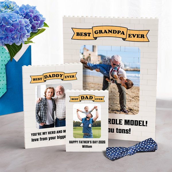 Personlig bästa pappa pappa farfar någonsin ABS byggklossar pussel med foto och 1-2 texter fars dag födelsedag jubileumsgåva för pappa farfar
