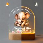 Lámpara de noche LED personalizada con nombre y base de madera para el Día de la Madre, regalo de Navidad para la madre y el niño