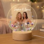 Gepersonaliseerd Bloem Vlinders Foto LED Acryl Nacht Licht Bureau Decor Verjaardag Verjaardag Cadeau voor Besties Zussen