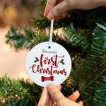 Ornamento in ceramica personalizzato per il primo cane con foto e nome Regalo per l'albero di Natale per gli amanti dei cani Mamma cane papà