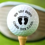 Spersonalizowana piłeczka golfowa New Golf Buddy Baby Footprints Ogłoszenie ciąży Piłka golfowa z datą Śmieszny prezent urodzinowy na Dzień Ojca dla Taty Dziadka
