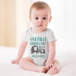 Gepersonaliseerde Olifant Vader en Zoon Dochter T-shirt Set Vader en Baby Onze Eerste Vaderdag voor Vader Nieuwe Vader Cadeau