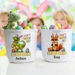 Personalisierte Don't Touch My Easter Eggs Animal Canvas Eimer Korb mit Namen Osterei Jagd Ostern Party Favors Geschenk für Kinder