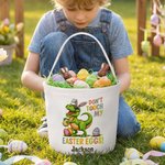 Personalisierte Don't Touch My Easter Eggs Animal Canvas Eimer Korb mit Namen Osterei Jagd Ostern Party Favors Geschenk für Kinder