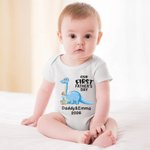 Personalisierte Dinosaurier Vater und Sohn Tochter Baumwoll-T-Shirt Anzug Unser erster Vatertag Geschenk Besonderes Geschenk für Papa Männer 5