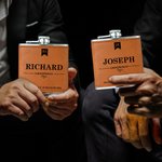 Personalized Portable PU Leather 6oz Hip Flask with Name Wedding Father's Day Gift for Man