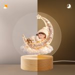 Personalised 3D Photo Moon Cloud Baby Sleeping Doll Acrylic Night Light with Name Room Decor Baby Shower Birthday Gift for Newborns