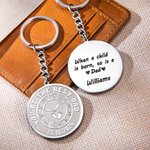 Porte-Clés Personnalisé avec Texte Gravé et Photo Design Horloge Empreinte de Pied Cadeau Anniversaire Fête des Pères pour Famille