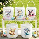 Cestino di Pasqua in tela con nome personalizzato coniglio uovo di Pasqua carino grande capacità regalo di festa di Pasqua per ragazzi ragazze