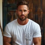 Personalized Papa Monogram Minimalist Style 100% Cotton T-shirt with Name Date Birthday Father's Day Gift for Dad Husband