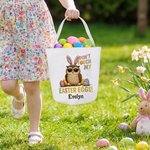Personalisierte Don't Touch My Easter Eggs Animal Canvas Eimer Korb mit Namen Osterei Jagd Ostern Party Favors Geschenk für Kinder