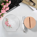 Personalized Heart Birth Flower Acrylic LED Night Light with Name and Wooden Base Home Decor Mother's Day Gift for Women