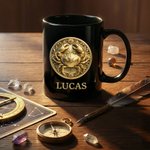 Personalized The Golden Twelve Zodiac Signs Black Ceramic Mug with Name Father's Day Birthday for Him Dad Boyfriend