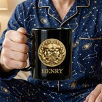 Personalized The Golden Twelve Zodiac Signs Black Ceramic Mug with Name Father's Day Birthday for Him Dad Boyfriend