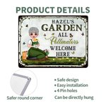 Personalized Vintage Cartoon Character Tinplate Garden Sign with Name Garden Decoration Birthday Gift for Gardening Lovers Grandparents