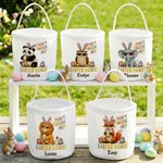 Personalisierte Don't Touch My Easter Eggs Animal Canvas Eimer Korb mit Namen Osterei Jagd Ostern Party Favors Geschenk für Kinder