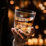 Personalised The Legend Has Retired Whiskey Decanter Glass with Date and Name Retirement Christmas Gift for Grandad