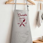 Gepersonaliseerd Geborduurd Bak Thema Multicolor Verstelbaar Linnen Schort met Zak en Naam Verjaardagsgeschenk voor Kookliefhebbers
