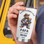 Spersonalizowany kubek Family Bear Happy 1st Father's Day o pojemności 20 uncji ze słomką i szczoteczką Prezent na Dzień Ojca dla taty i dziadka