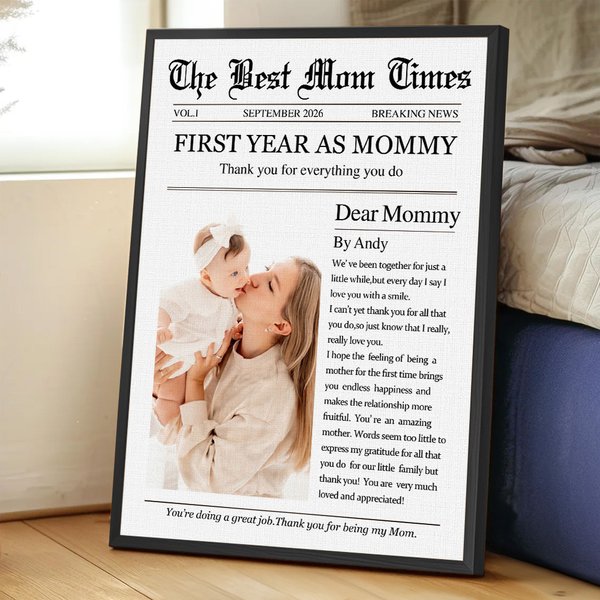 Personalized The Best Dad Mom Times Poster Canvas Painting Wall Art with Text and Photo Home Decor Housewarming Gift for New Parents