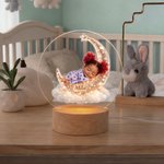 Personalised 3D Photo Moon Cloud Baby Sleeping Doll Acrylic Night Light with Name Room Decor Baby Shower Birthday Gift for Newborns