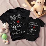 Personalised Father and Son Daughter Holding Hands Outfit Daily Leisure Our First Father’s Day Together Shirt Father's Day Gift New Dad Gift
