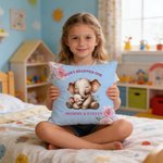 Personalized Cute Mother and Baby Animal Soft Throw Pillow Cover with Name and Year Home Decor Mother's Day Birthday Gift for Moms