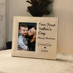 Personalized Our First Father's Day  Photo Frame with Folding Stand and Hanger Baby Picture Frame for New Daddy Birthday Father's Day Christmas Gift