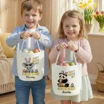 Personalisierte Don't Touch My Easter Eggs Animal Canvas Eimer Korb mit Namen Osterei Jagd Ostern Party Favors Geschenk für Kinder