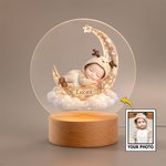 Personalised 3D Photo Moon Cloud Baby Sleeping Doll Acrylic Night Light with Name Room Decor Baby Shower Birthday Gift for Newborns
