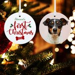 Ornamento in ceramica personalizzato per il primo cane con foto e nome Regalo per l'albero di Natale per gli amanti dei cani Mamma cane papà