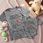 Personalised Father and Son Daughter Holding Hands Outfit Daily Leisure Our First Father’s Day Together Shirt Father's Day Gift New Dad Gift
