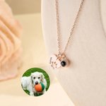 Personalisierte herzförmige Foto Projektion Halskette mit Pfote Namen Verlust Gedenkschmuck Erinnerungsstück Geburtstag Geschenk für Haustierbesitzer