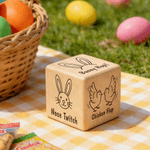 Gepersonaliseerde Bunny Kip Paasei Houten Dobbelstenen Grappig Party Speelgoed Paascadeau voor kinderen Tieners Familie